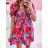 Langes Chiffon-Kurzarmkleid für Damen (S/M ONE SIZE) ITALIAN FASHION IMWGS231048