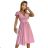 425-2 MATILDE Kleid mit Ausschnitt und kurzen Ärmeln - Puderrosa mit Glitzer
