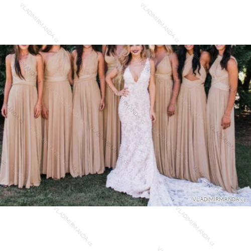 Langes trägerloses Sommerkleid aus Satin für Damen (S / M / L ONE SIZE) ITALIAN FASHION IMM22694