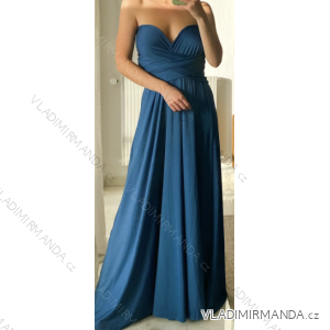 Langes trägerloses Sommerkleid aus Satin für Damen (S / M / L ONE SIZE) ITALIAN FASHION IMM22694
