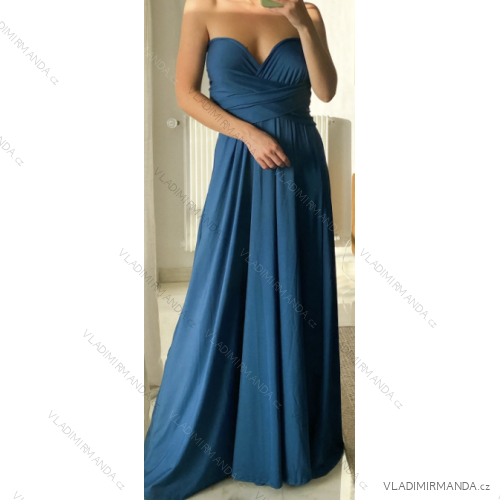 Langes trägerloses Sommerkleid aus Satin für Damen (S / M / L ONE SIZE) ITALIAN FASHION IMM22694