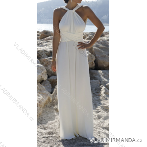 Langes trägerloses Sommerkleid aus Satin für Damen (S / M / L ONE SIZE) ITALIAN FASHION IMM22694