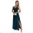 460-1 Langes Kleid aus JOVITE-Brokat mit Trägern und Schlitz am Bein – grün