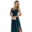460-1 Langes Kleid aus JOVITE-Brokat mit Trägern und Schlitz am Bein – grün