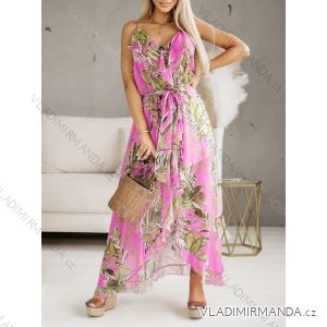 Langes trägerloses Sommerkleid aus Chiffon für Damen (Einheitsgröße S/M) ITALIAN FASHION IMD23401