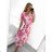 Langes, plissiertes Chiffon-Gürtelkleid für Damen mit kurzen Ärmeln (S/M EINHEITSGRÖSSE) ITALIAN FASHION IM42311331