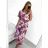 Langes, plissiertes Chiffon-Gürtelkleid für Damen mit kurzen Ärmeln (S/M EINHEITSGRÖSSE) ITALIAN FASHION IM42311331