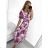 Langes, plissiertes Chiffon-Gürtelkleid für Damen mit kurzen Ärmeln (S/M EINHEITSGRÖSSE) ITALIAN FASHION IM42311331