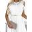 454-1 GRETA-Kleid mit Spitze und goldenem Gürtel – weiß