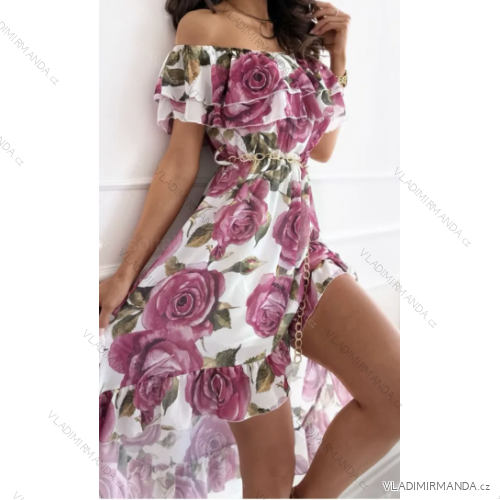 Langes Carmen-Kurzarmkleid für Damen (S/M EINHEITSGRÖSSE) ITALIAN FASHION IMPGM231146