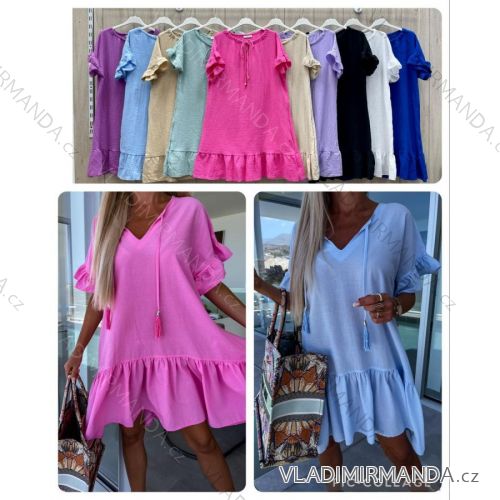 Kleid mit 3/4 Ärmeltasche für Damen (uni sl) ITALIAN Fashion IM3181746