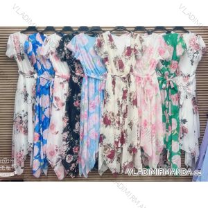 Langes Sommerkleid aus Chiffon mit kurzen Ärmeln für Damen (Einheitsgröße S/M) ITALIAN FASHION IMWGM231807