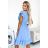 455-2 CORNELIA Kleid mit Rüschen, Ausschnitt und Krawatte – Hellblau