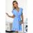 455-2 CORNELIA Kleid mit Rüschen, Ausschnitt und Krawatte – Hellblau