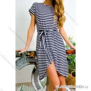 Gestreiftes Sommerkleid für Damen mit kurzen Ärmeln (S / M ONE SIZE) ITALIAN FASHION IMWG222596