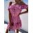 Langes Chiffon-Kurzarmkleid für Damen (S/M ONE SIZE) ITALIAN FASHION IMWGS231048