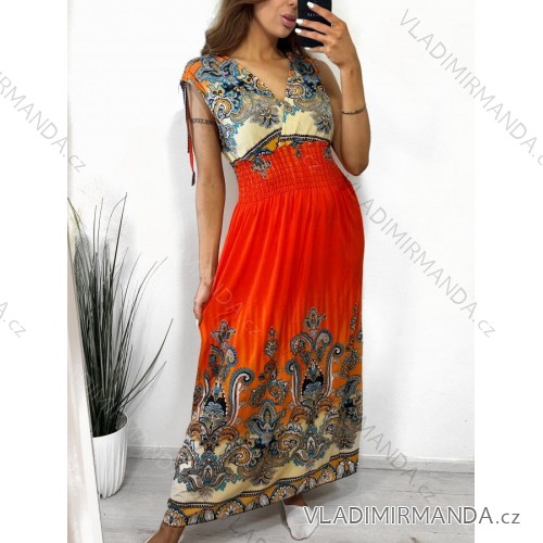Langes, elegantes, ärmelloses Icecool-Kleid für Damen (M/L, XL/2XL) AINUOSI ITALIAN FASHION IMB232109/DU M/L Orange