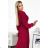 414-9 KLARA Faltenkleid mit Gürtel und Ausschnitt – Farbe Burgund