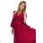 414-9 KLARA Faltenkleid mit Gürtel und Ausschnitt – Farbe Burgund