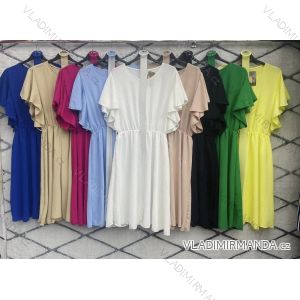 Damen-Sommerkleid aus Chiffon mit kurzen Ärmeln und Gürtel (Einheitsgröße S/M) ITALIAN FASHION IMWD231859