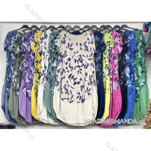 Langes Chiffon-Kurzarmkleid für Damen (S/M ONE SIZE) ITALIAN FASHION IMWGS231048