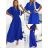 Langes Sommerkleid für Damen mit Faltengürtel und kurzen Ärmeln (S/M EINHEITSGRÖSSE) ITALIAN FASHION IMWGB231995