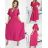 Langes Sommerkleid für Damen mit Faltengürtel und kurzen Ärmeln (S/M EINHEITSGRÖSSE) ITALIAN FASHION IMWGB231995