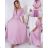 Langes Sommerkleid für Damen mit Faltengürtel und kurzen Ärmeln (S/M EINHEITSGRÖSSE) ITALIAN FASHION IMWGB231995