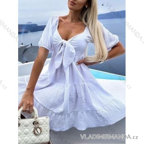 Sommerkleid aus Musselin für Damen mit kurzen Ärmeln (Einheitsgröße S/M) ITALIAN FASHION IMWGS232025
