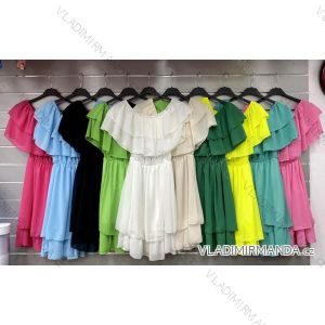 Langes Chiffon-Kurzarmkleid für Damen (S/M ONE SIZE) ITALIAN FASHION IMWGS231048