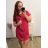 Kleid mit Tasche, Kurzarm, Damen, Übergröße (2XL/3XL ONE SIZE) ITALIAN FASHION IM423064/DUR rot