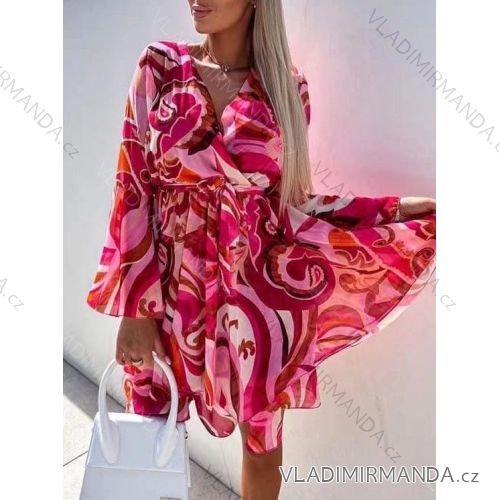Langes Chiffon-Kurzarmkleid für Damen (S/M ONE SIZE) ITALIAN FASHION IMWGM23456