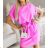 Langes Chiffon-Kurzarmkleid für Damen (S/M ONE SIZE) ITALIAN FASHION IMWGM23456