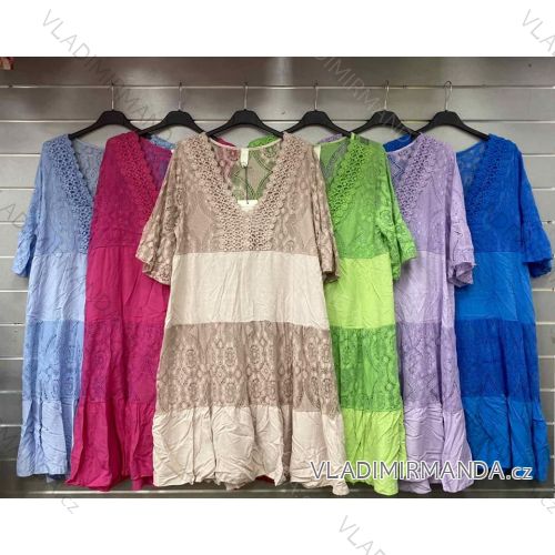 Damen-Sommerkleid aus Spitze mit kurzen Ärmeln (Einheitsgröße S/M) ITALIAN FASHION IMWGB232146