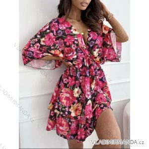 Langes Chiffon-Kurzarmkleid für Damen (S/M ONE SIZE) ITALIAN FASHION IMWGM23456