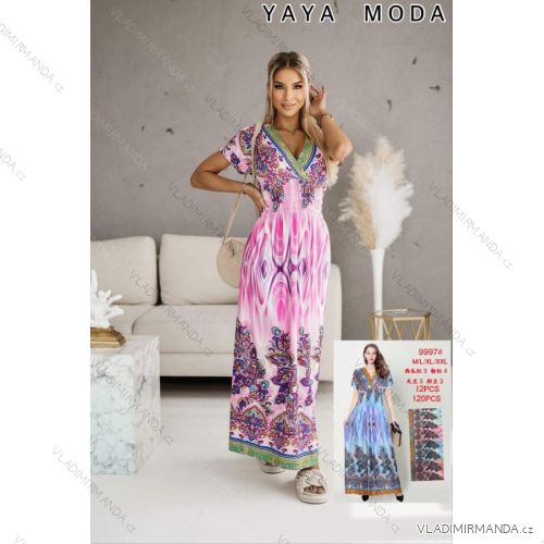 Langes, kurzärmliges Icecool-Sommerkleid für Damen (M/L-XL/XXL) ITALIAN FASHION IMB239997