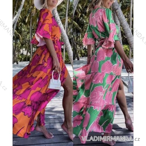 Langes Sommerkleid mit kurzen Ärmeln für Damen (Einheitsgröße S/M) ITALIAN FASHION IMWGB232188