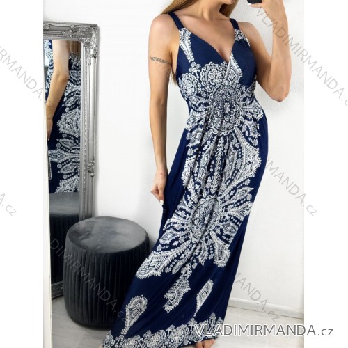 Šaty košilové dlouhý rukáv dámské (S/M ONE SIZE) ITALSKÁ MODA IMB23H03 M / L dunkelblau