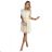 454-3 GRETA-Kleid mit Spitze und goldenem Gürtel – Beige