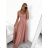 Langes, elegantes, ärmelloses Partykleid für Damen (Einheitsgröße S/M) ITALIAN FASHION IMPSH24L662, Altrosa, S/M