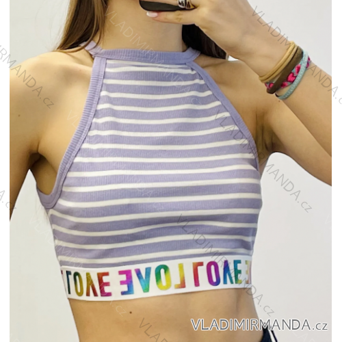 Gestreiftes ärmelloses Crtop-Top für Damen (S/M EINHEITSGRÖSSE) ITALIAN FASHION IMPDY23HB1229