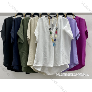 Damen-Tunika/Bluse mit kurzen Ärmeln und Anhänger (S/M Einheitsgröße) ITALIAN FASHION IMPDY23HUAX23062