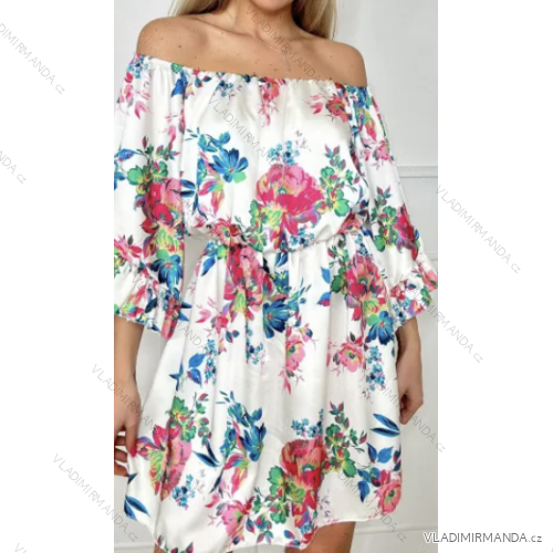 Carmen 3/4-Langarm-Sommerkleid für Damen (S/M EINHEITSGRÖSSE) ITALIAN FASHION IMPBB23A10962