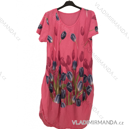 Ärmelloses Sommerkleid für Damen (UNI SL) ITALIAN FASHION IMK201505107 XL/2XL dunkelrosa