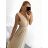 Langes Partykleid für Damen mit Trägern (S/M EINHEITSGRÖSSE) ITALIAN FASHION IMPSH243677 Beige S/M