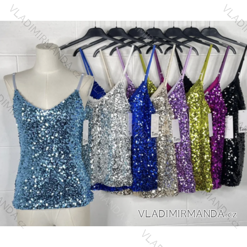 Glitzerndes Träger-Tanktop mit Pailletten für Damen (Einheitsgröße S/M) ITALIAN FASHION IMPBB24O3975