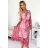 476-1 ENRICA Kleid mit Ausschnitt und langen Ärmeln – PINK WAVES – Mesh