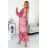 476-1 ENRICA Kleid mit Ausschnitt und langen Ärmeln – PINK WAVES – Mesh