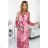 476-1 ENRICA Kleid mit Ausschnitt und langen Ärmeln – PINK WAVES – Mesh