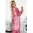476-1 ENRICA Kleid mit Ausschnitt und langen Ärmeln – PINK WAVES – Mesh